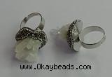 NGR2003 25mm flower druzy quartz rings wholesale