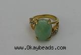 NGR2008 10*15mm faceted oval green aventurine gemstone rings