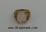 NGR2041 10*15mm faceted oval rose quartz gemstone rings