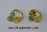 NGR212 5*8mm - 6*10mm freeform druzy agate & peridot rings wholesale