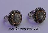 NGR2137 20mm - 22mm coin plated druzy agate gemstone rings