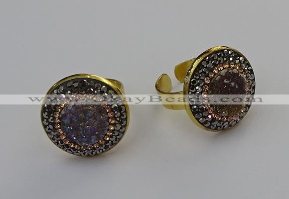 NGR2144 20mm - 22mm coin plated druzy agate rings wholesale