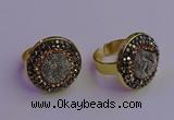 NGR2145 20mm - 22mm coin plated druzy agate gemstone rings