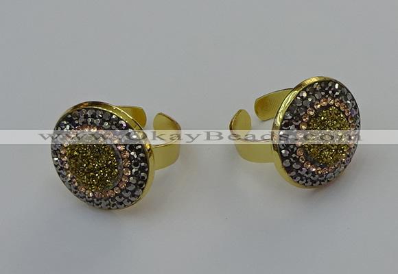 NGR2148 20mm - 22mm coin plated druzy agate rings wholesale