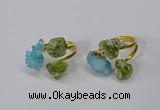 NGR215 5*8mm - 6*10mm freeform druzy agate & peridot rings wholesale