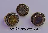 NGR2150 20mm - 22mm coin plated druzy agate gemstone rings