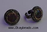 NGR2158 20mm - 22mm coin plated druzy agate gemstone rings