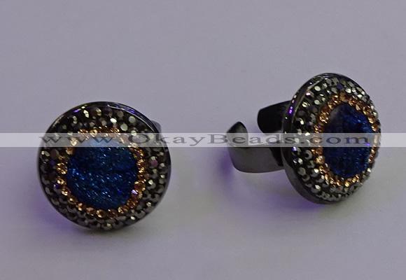 NGR2159 20mm - 22mm coin plated druzy agate gemstone rings