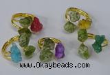 NGR217 5*8mm - 6*10mm freeform druzy agate & peridot rings wholesale