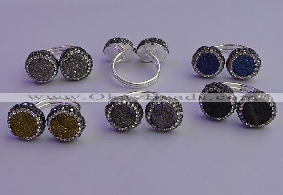 NGR2179 12mm - 14mm coin plated druzy agate rings wholesale