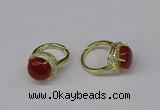 NGR224 12mm flat round agate gemstone rings wholesale