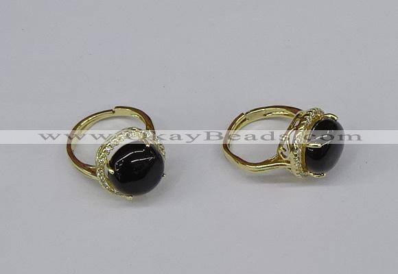 NGR228 12mm flat round agate gemstone rings wholesale