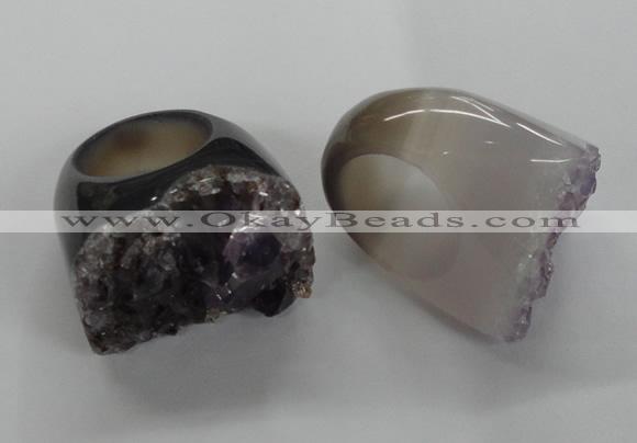 NGR27 25*35mm - 30*40mm freeform druzy amethyst gemstone rings