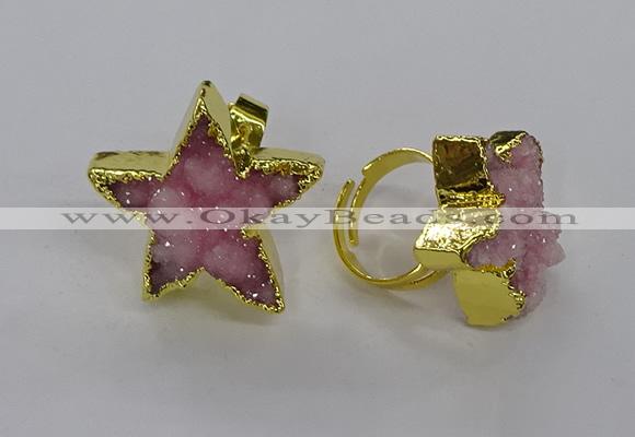 NGR283 25*25mm - 30*30mm star druzy agate gemstone rings