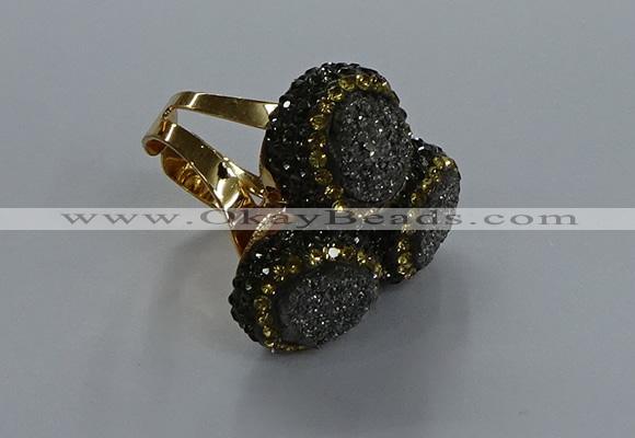 NGR294 14mm - 16mm coin plated druzy agate gemstone rings