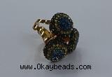 NGR297 14mm - 16mm coin plated druzy agate gemstone rings