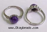 NGR3001 925 sterling silver with 8mm flat  round charoite rings