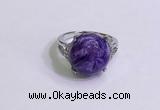 NGR3010 925 sterling silver with 14mm flat  round charoite rings