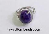 NGR3037 925 sterling silver with 12*14mm oval charoite rings