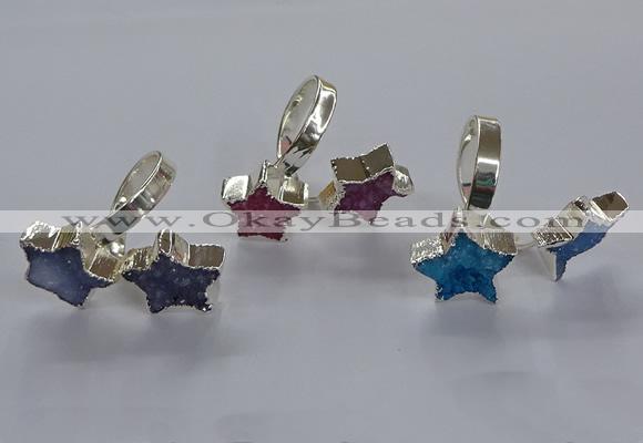 NGR359 12*12mm - 14*14mm star druzy agate rings wholesale