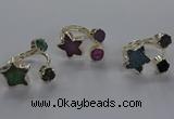 NGR365 8mm coin & 15*16mm star druzy agate rings wholesale