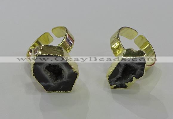 NGR369 10*15mm - 13*18mm freeform druzy agate gemstone rings