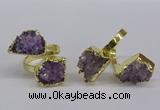 NGR371 13*18mm - 15*20mm freeform druzy amethyst gemstone rings