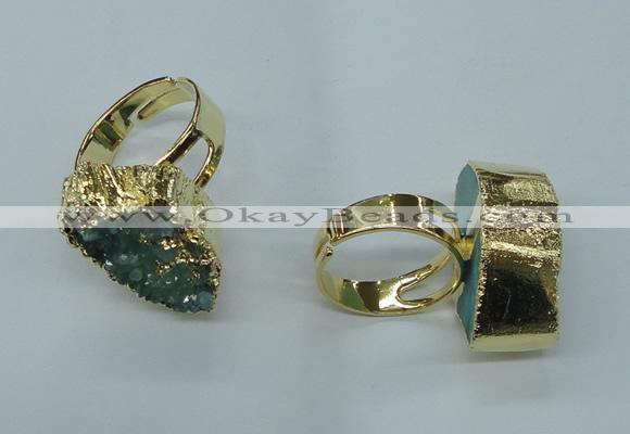 NGR55 18*25mm - 20*30mm freeform plated druzy agate rings