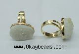 NGR57 15*20mm - 18*25mm freeform plated druzy agate rings