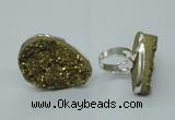 NGR62 25*30mm - 30*40mm freeform plated druzy agate rings