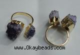 NGR78 13*18mm - 18*25mm nuggets druzy amethyst gemstone rings