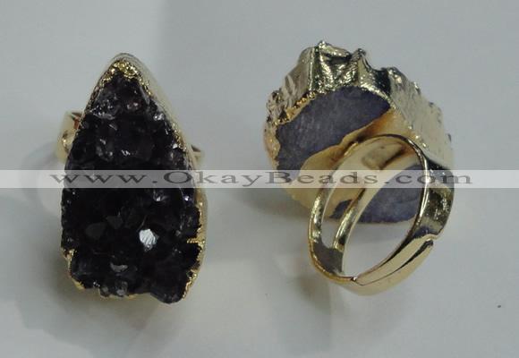 NGR82 20*25mm - 20*30mm freeform druzy amethyst gemstone rings