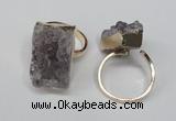 NGR89 15*25mm - 18*28mm freeform druzy amethyst gemstone rings