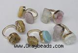 NGR92 15*20mm - 18*25mm freeform plated agate druzy rings