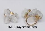 NGR95 15*20mm - 20*25mm nuggets plated druzy quartz rings