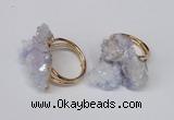 NGR96 15*20mm - 20*25mm nuggets plated druzy quartz rings