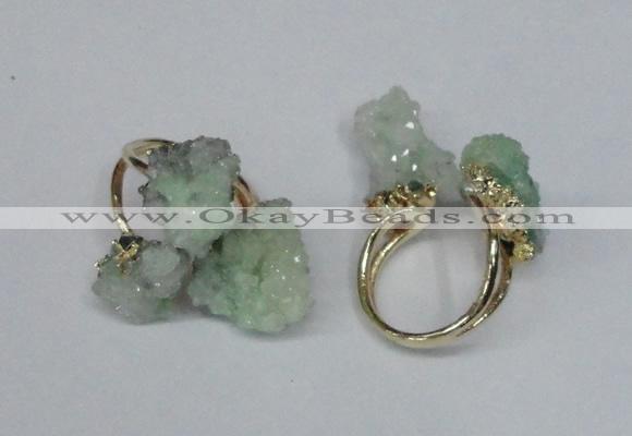 NGR98 15*20mm - 20*25mm nuggets plated druzy quartz rings