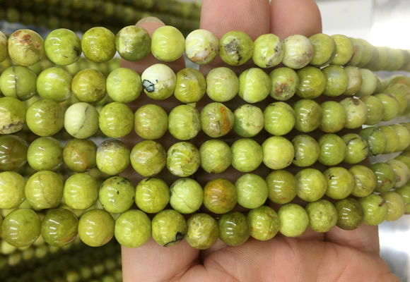 OPBS05 15 inches 6mm round green opal beads wholesale