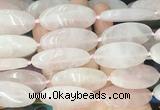 OVBS61 15 inches 20*40mm oval rose quartz gemstone beads wholesale OVBS61 15 inches 20*40mm oval rose quartz gemstone beads wholesale