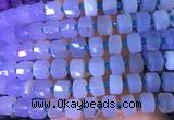 RBBS19 15 inches 8*12mm faceted wheel blue chalcedony gemstone beads