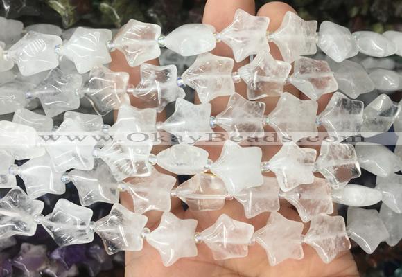 RGBS19 15 inches 16mm star white crystal gemstone beads wholesale