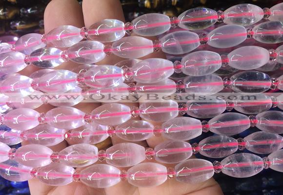 RIBS03 15 inches 8*13mm rice rose quartz gemstone beads wholesale