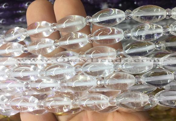 RIBS04 15 inches 8*13mm rice white crystal gemstone beads wholesale