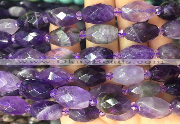 RIBS16 15 inches 10*14mm faceted rice dogtooth amethyst gemstone beads