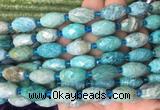 RIBS18 15 inches 10*14mm faceted rice amazonite gemstone beads