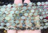 RIBS37 15 inches 6*8mm faceted rice prehnite gemstone beads