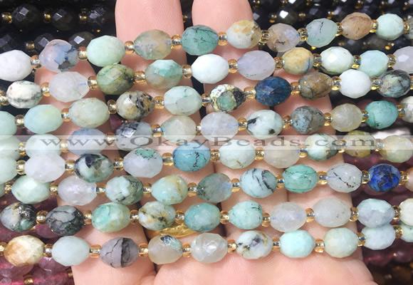 RIBS38 15 inches 6*8mm faceted rice chrysocolla gemstone beads