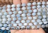 RIBS39 15 inches 6*8mm faceted rice aquamarine gemstone beads