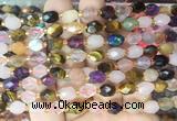 RIBS40 15 inches 6*8mm faceted rice colorful gemstone beads