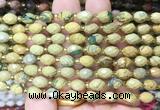 RIBS46 15 inches 6*8mm faceted rice green dragon jasper beads wholesale RIBS46 15 inches 6*8mm faceted rice green dragon jasper beads wholesale